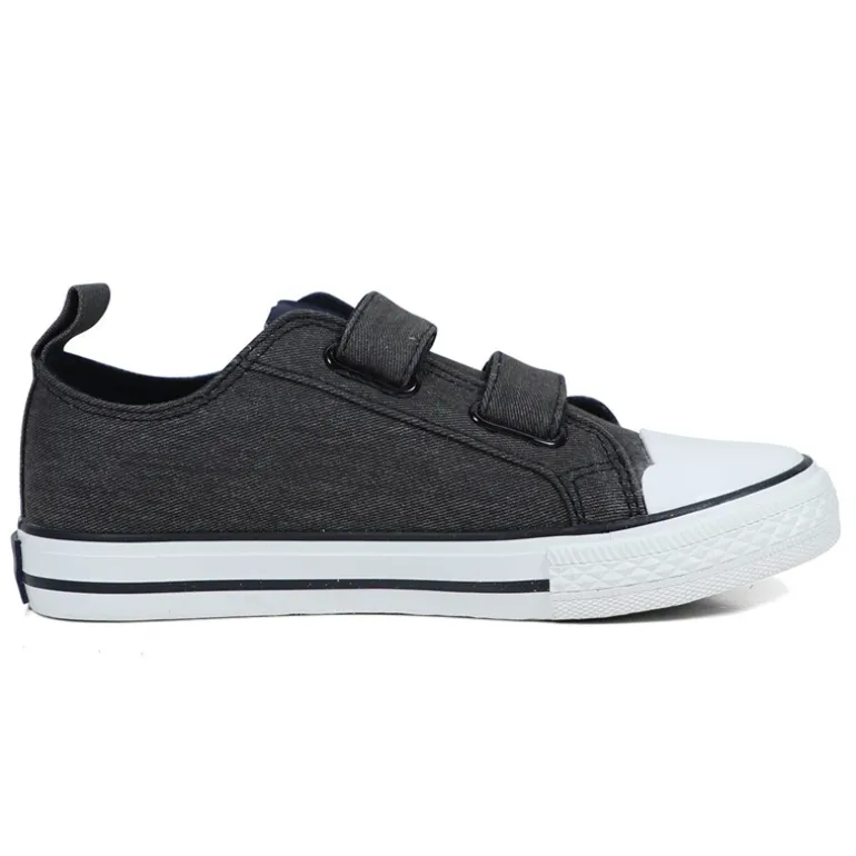 Børn Houston Velcro IV Lærredgummisko Sort