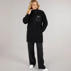 Dame Akita Lang Lynlås Fleece Sort