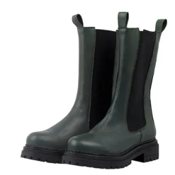 Dame Cashannah Chelsea støvler Høj skåret læder Dark Green Delfi