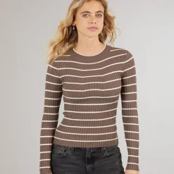 Dame Crista O Hals Strikket Sweater Morel