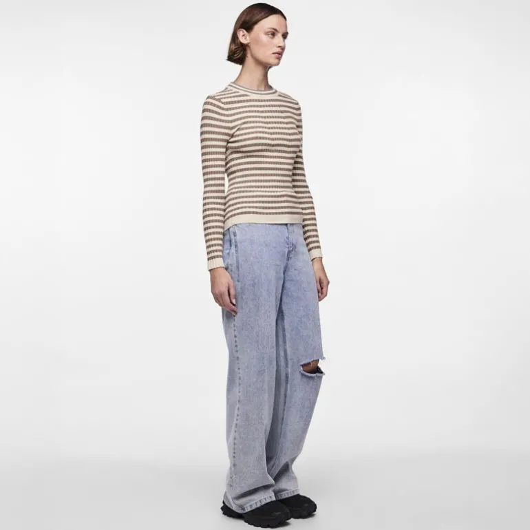 Dame Crista O Hals Strikket Sweater Fossil