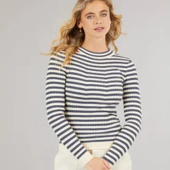 Dame Crista O Hals Strikket Sweater Ombre Blue