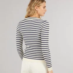 Dame Crista O Hals Strikket Sweater Ombre Blue