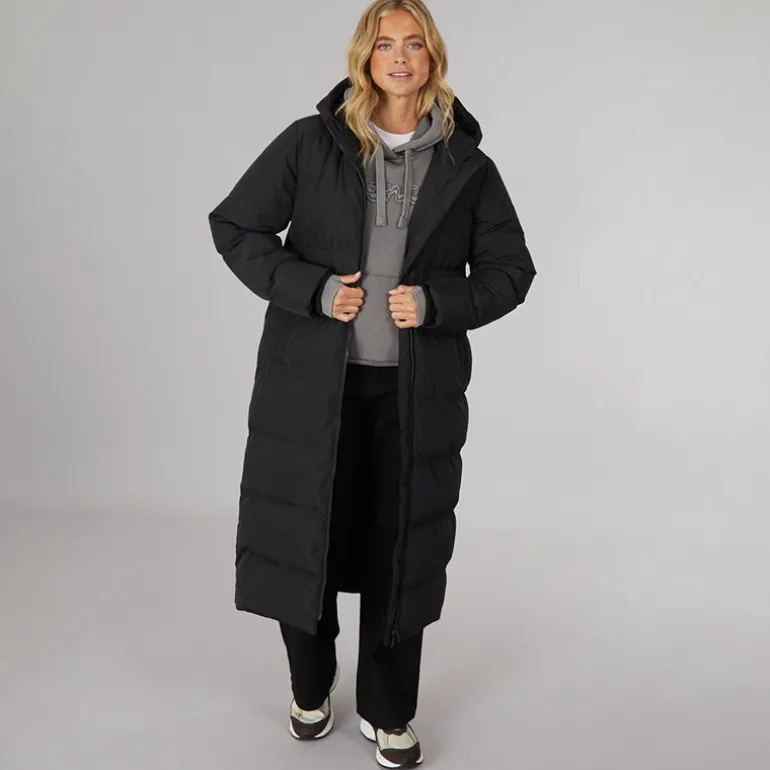 Dame Elli Maxi Længde Vandtæt Jakke Sort