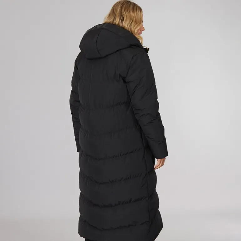 Dame Elli Maxi Længde Vandtæt Jakke Sort