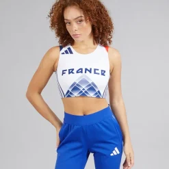 Dame FFA Frankrig Løbe Crop Top Hvid