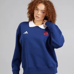 Dame FFC Frankrig Rugby Langærmet Sweatshirt Dark Blue/​Hvid