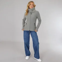 Dame Funnel Microfleece Track Top Grafit Grå