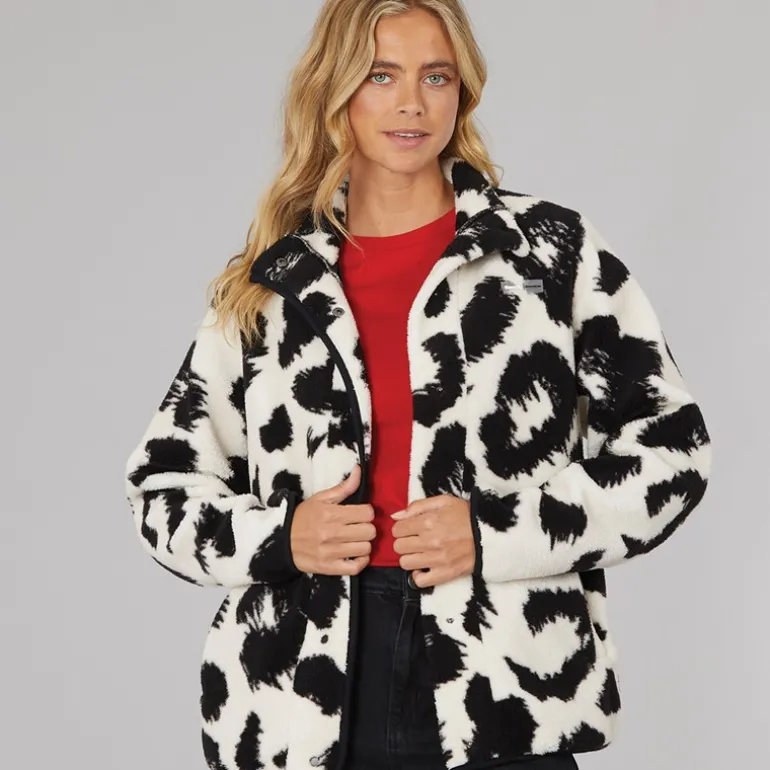 Dame Gorla Borg Fleece Vinter Hvid / Sort Leopard