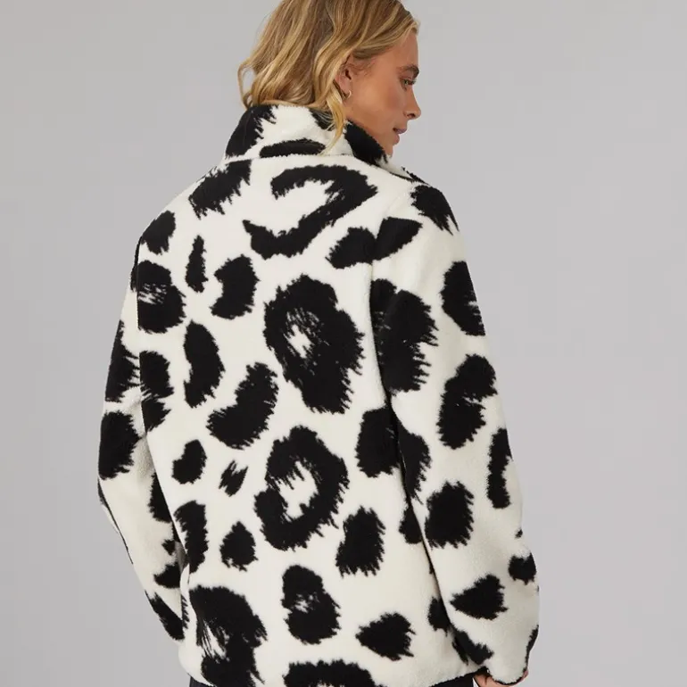 Dame Gorla Borg Fleece Vinter Hvid / Sort Leopard