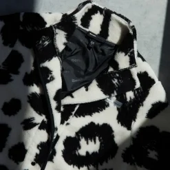 Dame Gorla Borg Fleece Vinter Hvid / Sort Leopard