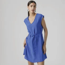 Dame Iris V-udskæring Mini Kjole Blændende Blå