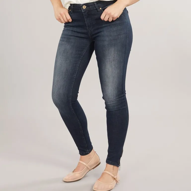 Dame Kendell Ankel Længde Slim Jeans Mørkeblå Denim