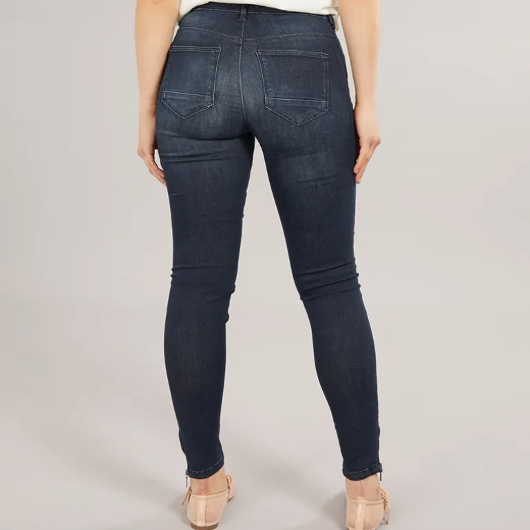 Dame Kendell Ankel Længde Slim Jeans Mørkeblå Denim