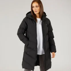 Dame Lang Foret Jakke Med Slids Sort