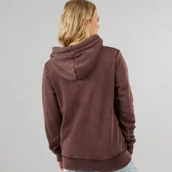 Dame Lerenna Hættetrøje Vasket Lilla Vin