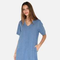 Dame Morgen Kjole 1002 Medium Blue