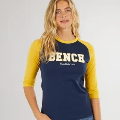Dame Morr 3/4 Ærme T-shirt Navy / Sennep