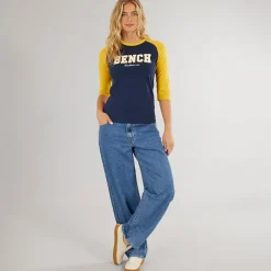 Dame Morr 3/​4 Ærme T-shirt Navy /​ Sennep
