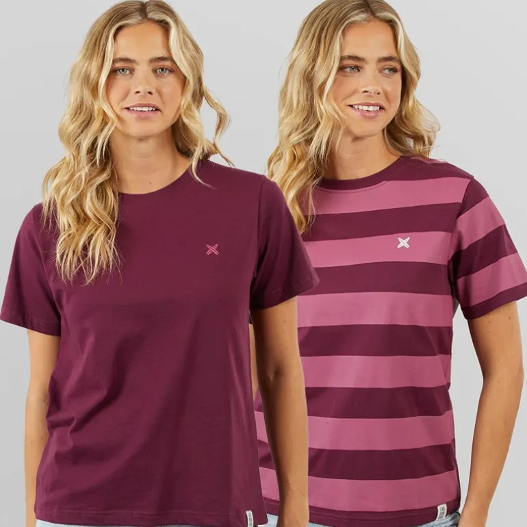 Dame Oxbow 2 Pak T-shirts Blomme/Rosebud