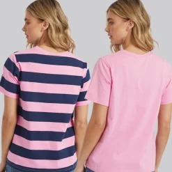 Dame Oxbow To-pak T-shirts Pink/​Navy