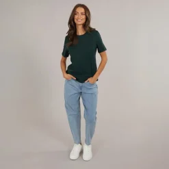 Dame Paulina Kort Ærme T-Shirt Pine Grove