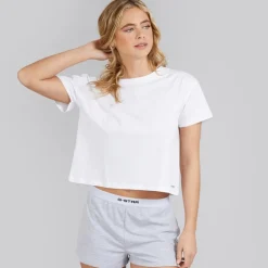 Dame pyjamas sæt Bright White/​Light Grey Marl