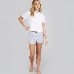 Dame pyjamas sæt Bright White/Light Grey Marl