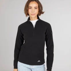 Dame Shiner 1/2 Lynlås Mikro Fleece Sort