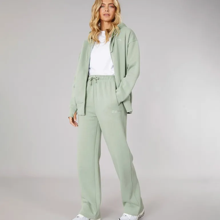 Dame Træningsdragt med Lynlås Mørk Salviegrøn