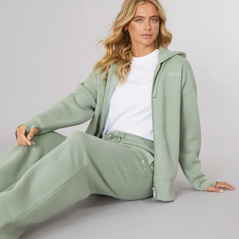 Dame Træningsdragt med Lynlås Mørk Salviegrøn