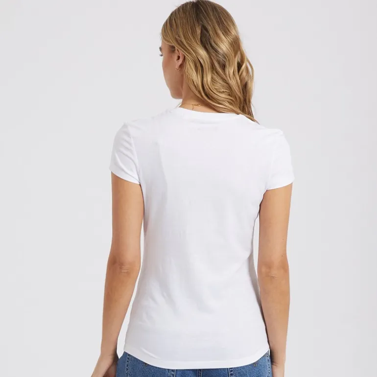 Dame T-shirts med print Lolah (pakke med 3) lyserød/sølvgrå/hvid