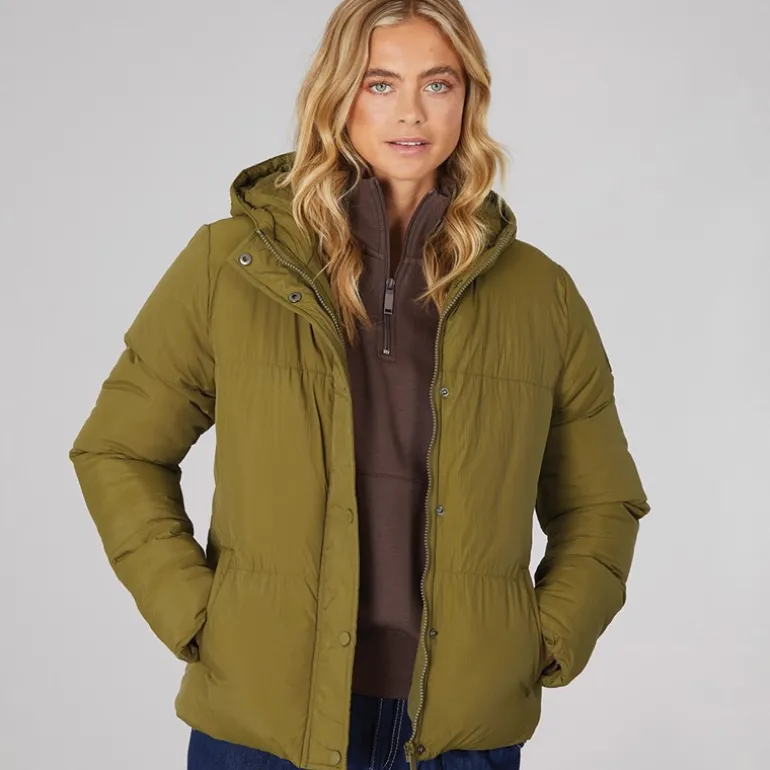 Dame Willah Kort Dunjakke Mørk Oliven