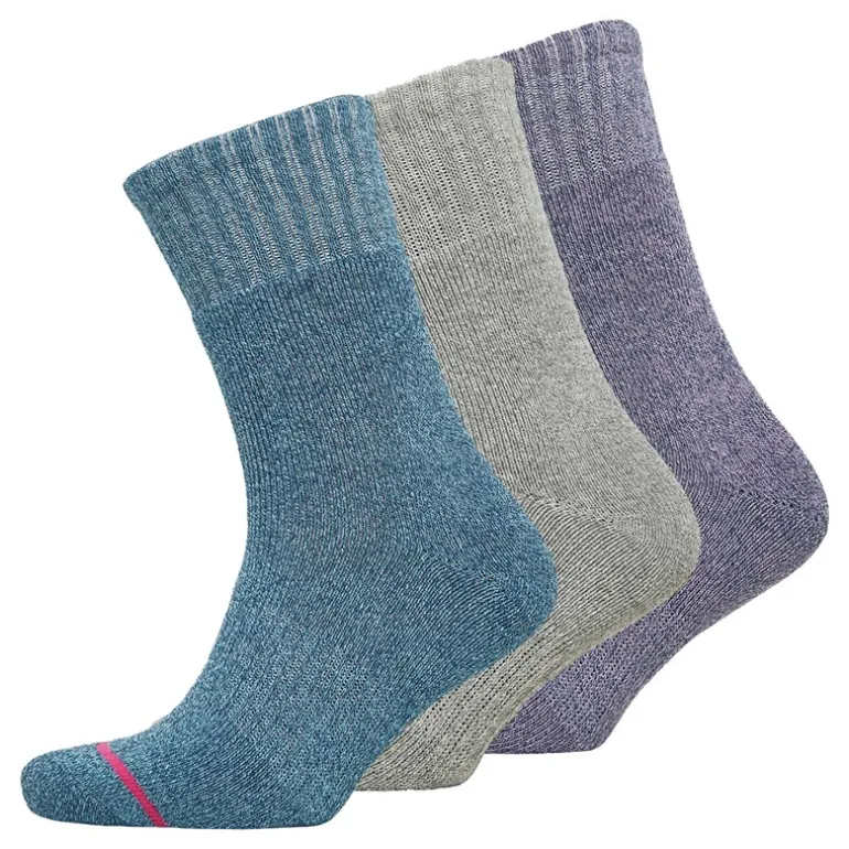 Dames Sokker Thermal Crew 3-pak Lys Lila/Mellemgrå/Blå Vask/Mellem Lilla