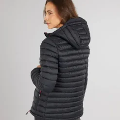 Dametøj Lenka Vatteret Hættejakke Sort/​Hindbær