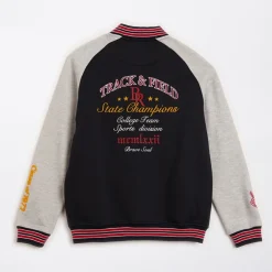 Drenge Baseball Bomber Jakke Navy/​Lys Grå Mélange