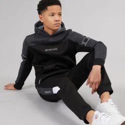 Drenge Farveblok Træningsdragt Mørk Charcoal Marl / Sort