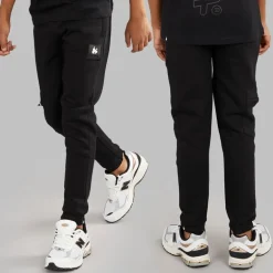 Drenge kombi patch t-shirt sweatshirt og joggingbukser træningssæt Sort