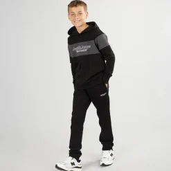 Drenge Lakewood Hættetrøje Og Joggingbukser Træningsdragt Sort/​Mørk Grå Marl Panel