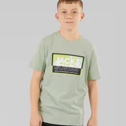 Drenge Logan T-shirt Aqua Grå