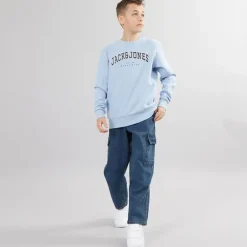 Drenge Løstsiddende Cargo Jeans Mellemblå