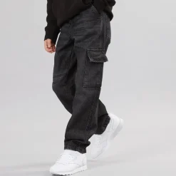 Drenge Løstsiddende Cargo Jeans Antracit