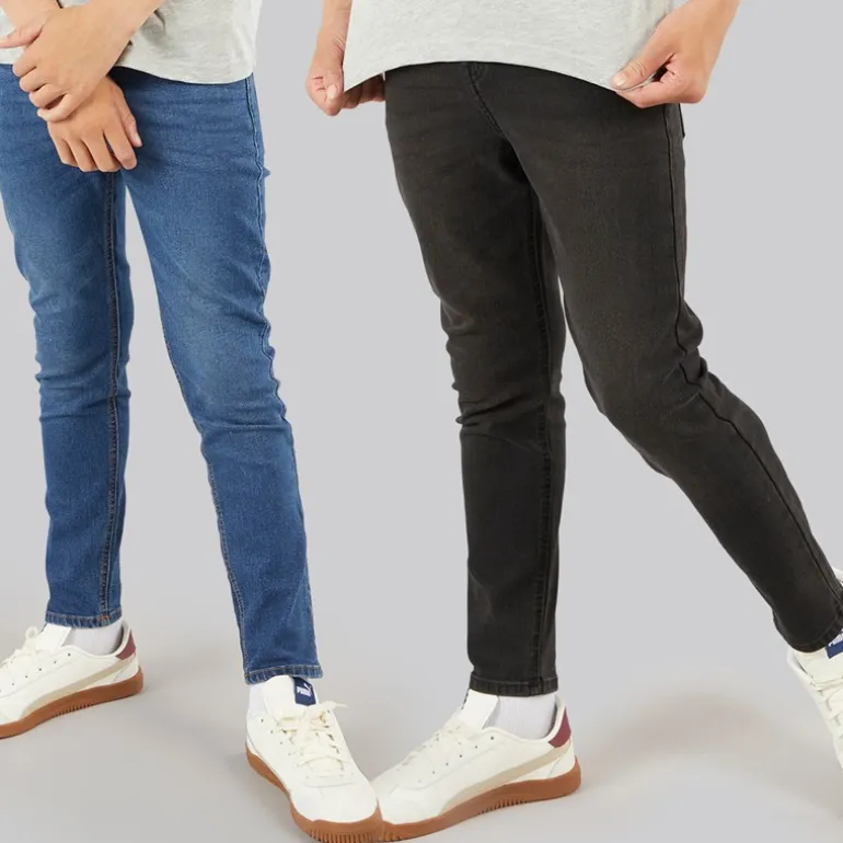 Drenge Slim To Pak Jeans Mellem Vask/Sort Vasket