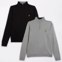 Drenge To Pak Kvart Lynlås Jumpere Sort /​ Sølv Grå Melering