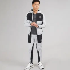 Drenge Træningsdragt med Paneler Lysegråmeleret / Sort