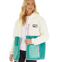 Fleece med lynlås til kvinder Ecru/Teal