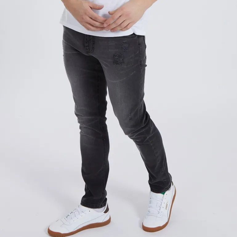 Herre Afspændte Koniske Jeans Vintage Sort