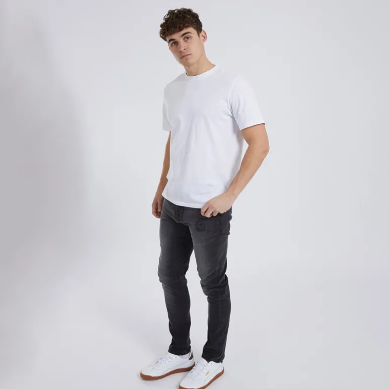 Herre Afspændte Koniske Jeans Vintage Sort