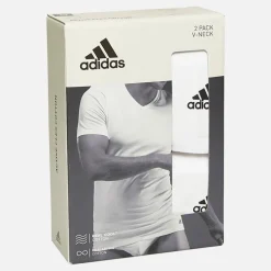 Herre Aktiv Flex Bomuld To Pak V-Hals T-Shirts Hvid