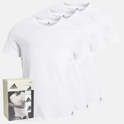 Herre Aktiv Kerne Bomuld Tre Pak V-Hals T-shirts Hvid